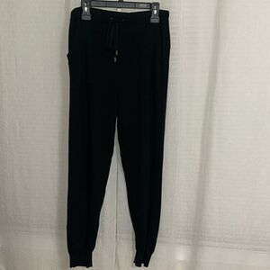 Chicos Zenergy 1R MR Black Cashmere Blend Knit Jogger Drawstring Pants